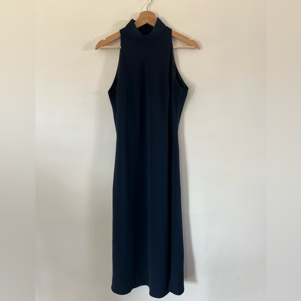 Lauren Ralph Lauren Navy Blue Mockneck Sleeveless Midi Dress Size 8